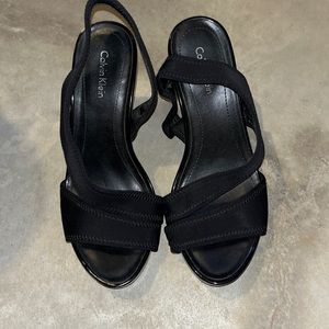 Black open toed Calvin Klein heals